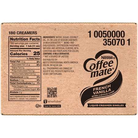 Coffee Mate Coffee-Mate French Vanilla Single Serve Liquid Creamer .375 oz., PK180 10050000350701